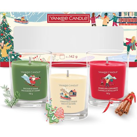 YANKEE CANDLE - COFFRET DE 3 BOUGIES PARFUMÉES DE NOËL - COLLECTION APRÈS SKI - CADEAUX DE NOËL PARFAITS POUR LES FEMMES
