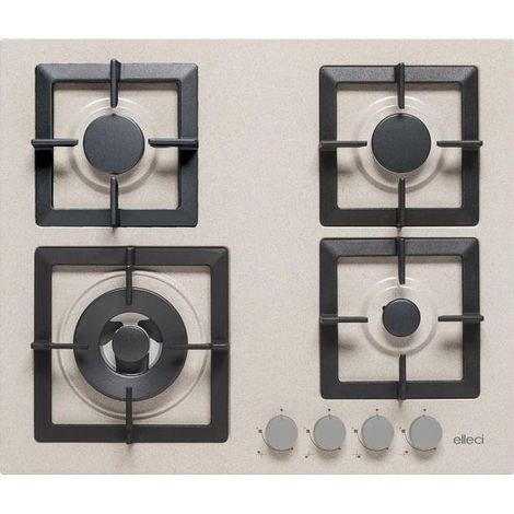 Elleci – Réchaud à gaz encastrable 60 cm – 4 brûleurs – Commande en haut à droite – Pour cuisines modernes et intégrées