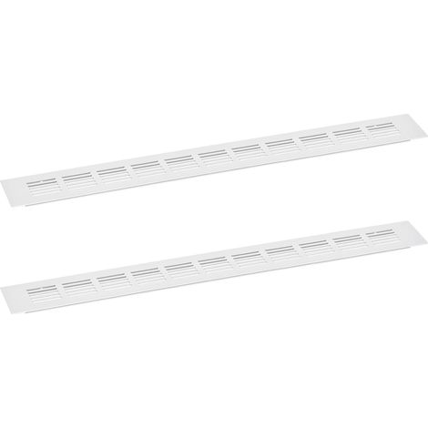Grille de Couverture de Bouches d'Aération, 2 Pièces 450 x 60 mm - Grille de Retour d'Air en Alliage d'Aluminium, Grille de Ventilation Rectangulaire à Persiennes (Argent) (1/5)