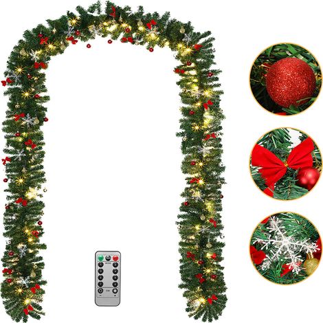 Randaco Guirlande Noel Decoration Noel pour Mur Cheminée Escalier 5 m décoré 100 LEDs avec ornementation avec télécommandes (1/5)