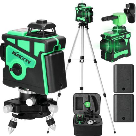 Niveau Laser Vert 360° 12 Lignes Autonivelant de Niveaux, Lazer avec Fonction d'auto-nivellement, 4800 mAh, Hauteurs Réglable Barre D'extension Trépied (1/5)