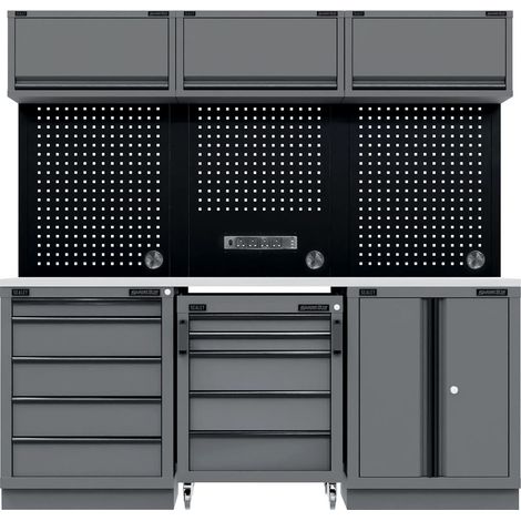 Sealey APMSBESTACK03SS Superline PRO Black Edition Storage System with Stainless Worktop 2.04m