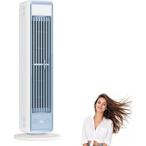 JSSEVN - Tragbarer Luftbefeuchter Mini Cooling Ace, leise und energieeffizient, 3 Geschwindigkeitsstufen, klingenloses Design, ideal für Büro und Schlafzimmer (Weiß) (1/5)