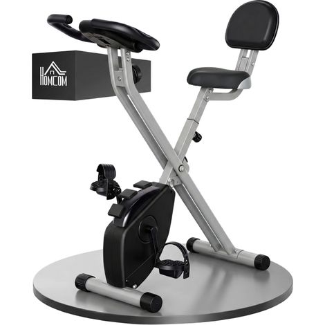 Vélo d'appartement avec résistance magnétique réglable 8 niveaux et hauteur ajustable en acier noir et gris idéal pour fitness (1/5)
