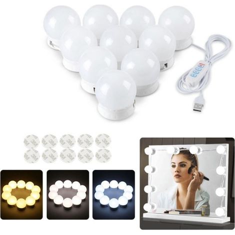 Ampoule cordon rotatif sans perage ampoule de remplissage de maquillage ampoule miroir 10 LED (1/4)