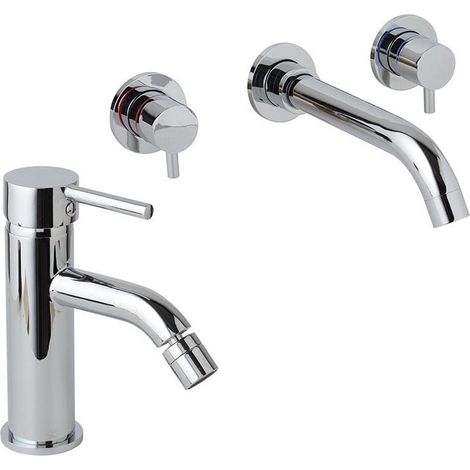 Coppia Miscelatore A Parete Per Lavabo E Rubinetto Per Bidet Fassa