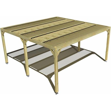 Pergola bois • 5m x 5m • indépendante • sens largeur • lames orientables bioclimatiques incluses • livraison comprise (1/3)