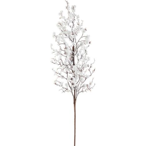 Rametto decorativo con Bacche Bianco Ghiaccio h60 cm
