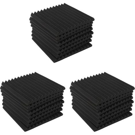 Keilförmige Akustikschaumstoffplatten mit Klebeband, 24 Stück, Schallschutzpaneele, Dämpfungsschwamm (1/5)