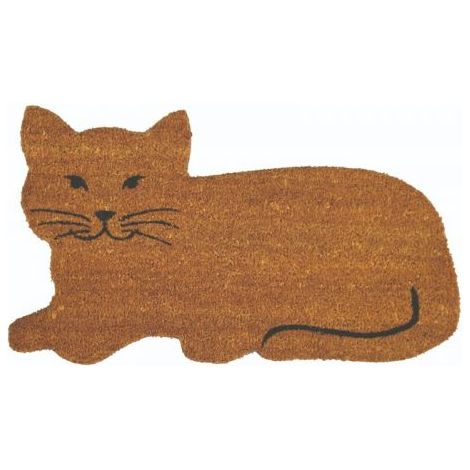 ZERBINO TAPPETO ASCIUGAPASSI CASA PORTA GOMMA E COCCO WELCOME GOOD BYE (33796V) GATTO CM 40X70 (23834)