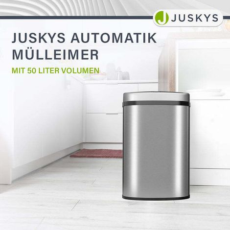 [GEBRAUCHT] B-Ware Rechteckiger Mülleimer Abfalleimer Sensor Hygienisch 50 L Automatischer Silber (1/2)