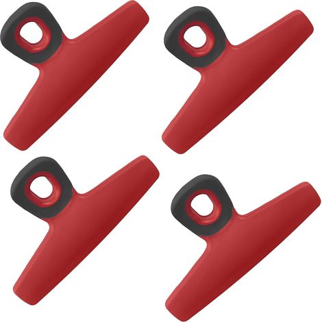 Pince à sachets large et robuste - grande pince pour ranger les aliments - lot de 4 - rouge