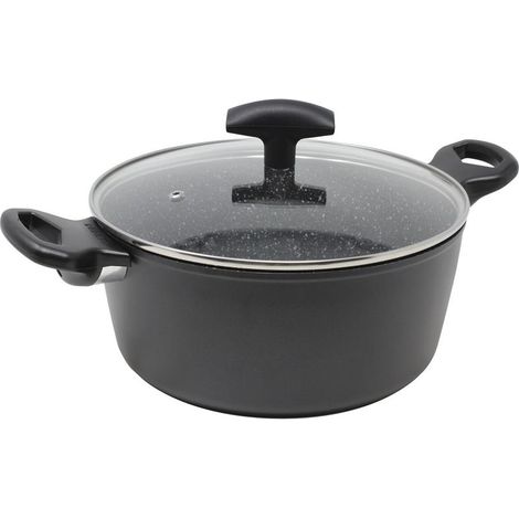 CASSERUOLA CON 2 MANICI + COPERCHIO IN VETRO MAORI D 20 CM COLORE GRIGIO ANTRACITE