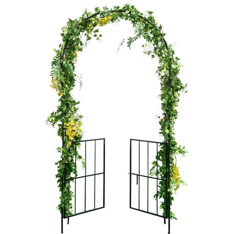 Garden Arch Arbor Trellis with Gate 230CM Tall Heavy-Duty Metal Arbour Archway (1/5)