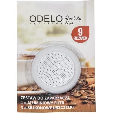 Juego de repuesto que incluye 1 filtro y 3 juntas de silicona para la cafetera espresso Rutti de 9 tazas.
