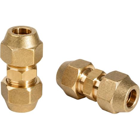 Lot de 2 raccords de tuyau en cuivre de 9,52 mm - Double mamelon en laiton - Conduite de liquide de refroidissement en cuivre - Pour climatisation divisée - Accessoires HVAC (1/5)