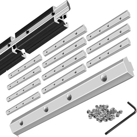 12 PSC 2020 Raccord d'angle intérieur en ligne droite Plaque de joint Argent 20 x 20 Matériel Accessoires fendus en T avec vis pour accessoires d'imprimante 3D Profilé en aluminium 20 x 20 (1/5)