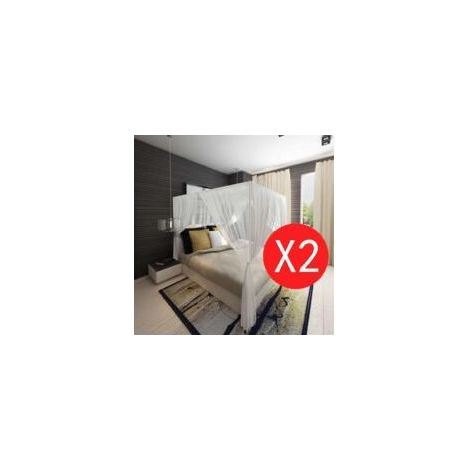 Moustiquaire de lit carrée 220x200x210 cm – 3 ouvertures – 2 pcs – 100% polyester – Maille 156 mesh/pouce carré (1/5)