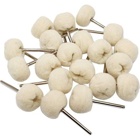 iupika Lot de 20 pièces de polissage, tampons rotatifs en coton sur mandrin 3 mm (1/3)