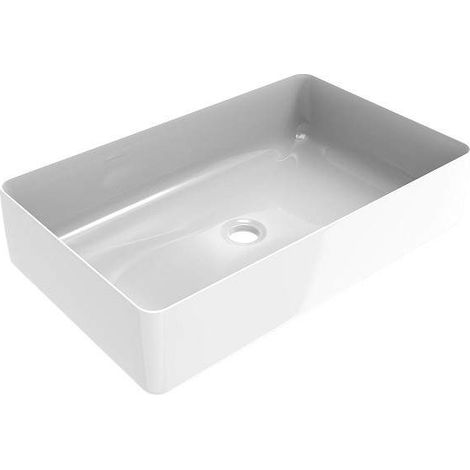 Rechteckige Arbeitsplatte Waschbecken 580x360 mm glänzend weiße Farbe Ercos Musa BLCERLMUSA0012  Glänzend weiß