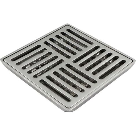 Bonde de douche carrée en acier inoxydable anti-odeur pour toilettes, salles de bains, cuisines, etc. (100 x 100 mm, argenté) (1/4)