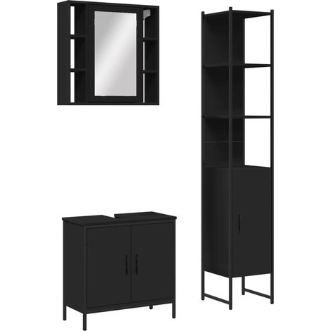 Maison Exclusive - Set di Mobili da Bagno 3 pz Nero in Legno Multistrato