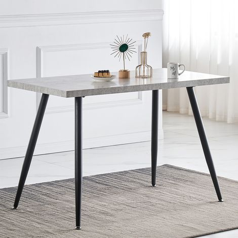 AINPECCA Dining Table Grey Marbled Effect Dining Room Table MDF top Kitchen Dinner Desk with Metal legs Breakfast Dinner Table Home Office Furniture (4-6 Pers 150cm Length)
