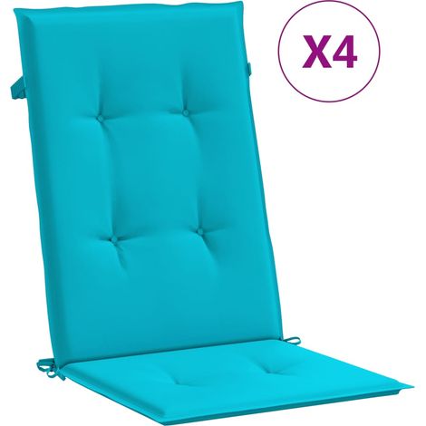 Coussins de chaise à dossier haut lot de 4 turquoise tissu (1/5)