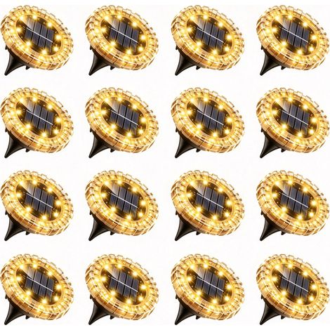Lot de 16 lampes solaires encastrables – IP44 étanche, lumière blanche chaude – Idéales pour escaliers, terrasse et allée – Jardin et extérieur (1/5)