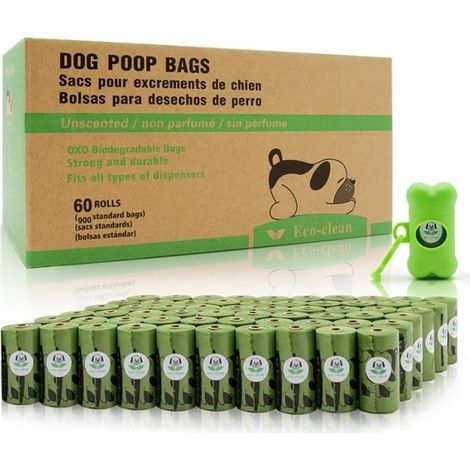 Sacs Ramasse Crottes - Marque - 900 Sac à Déjections Canines Biodegradable - Résistant aux Fuites & sans Odeur (1/4)