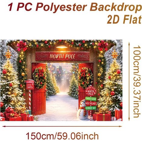 Bannière décorative de Noël 2026, fond de fête de Noël, tissu suspendu pour le commerce extérieur, bannière d'intérieur - 100 x 150 cm - 14
