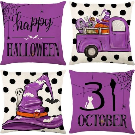 Sets Halloween-Kissenbezüge, lila Halloween-Kissen (45x45 cm) (1/3)