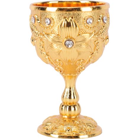 Ensemble décoratif de 2 verres à vin vintage en émail gaufré et strass, idéal comme cadeau de mariage ou de fête. (1/5)