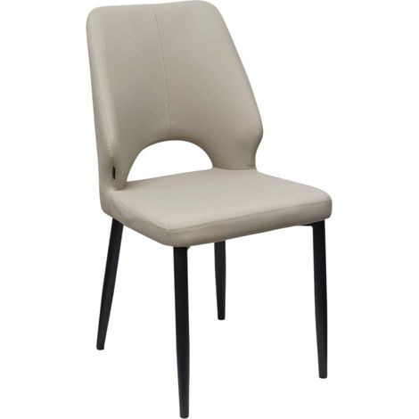 Chaise moderne ANVERSA en simili-cuir gris avec pieds en métal noir (1/5)