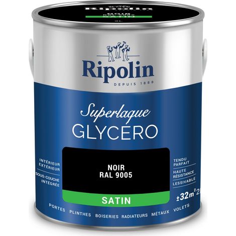 Ripolin - Peinture Couleur Superlaque Glycéro 2en1 Satin - 2L - Noir RAL 9005 (1/5)