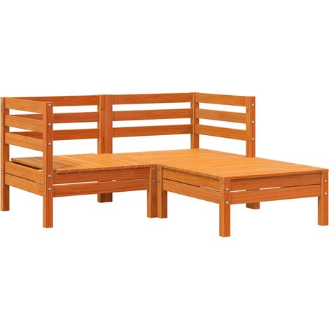 Maison Exclusive - Gartensofa 2-Sitzer mit Hocker Wachsbraun Mass (1/5)