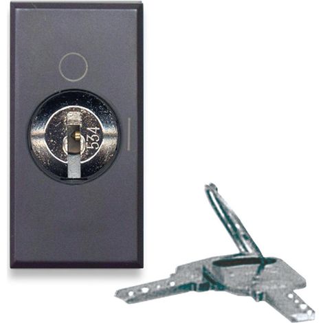 Interruttore a chiave tekla s44 colore grigio 2p 10ax 250v finitura opaca 1 modulo ave 445071