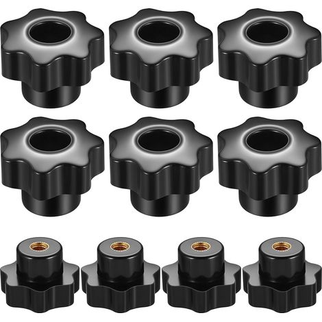 10 Pcs Noir M8 Boutons de Serrage de Filetage, Forme d'Étoile Tête Écrous De Serrage Boutons, Femelle de Filetage Bouton de Poignée pour Machine Outil (1/5)
