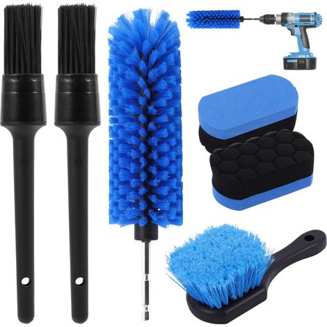 4 Pièces Brosse Perceuse Nettoyage Jante, avec Buse Nylon, Axe Acier Inoxydable, Nettoyage Profond des Jantes Aluminium, Acier, Chrome pour Voiture, Moto, Vélo (1/5)