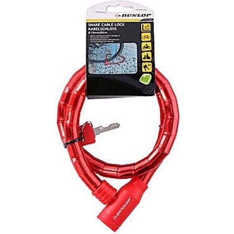 Dunlop - Lucchetto antifurto per bicicletta con chiave (rosso) (1/3)
