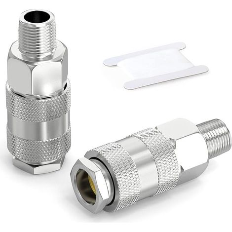 CYRILL – 2 connettori per linea d'aria da 1/4 di pollice, raccordi per compressori di linea Euro con filettatura maschio da 1/4" BSP, raccordi per tubi dell'aria con accoppiatore dell'aria a connessio (1/5)