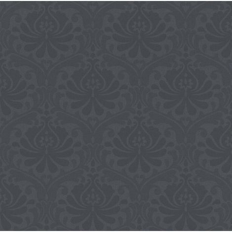 Rasch High Quality Freja Baroque Black Floral Damask Dark Wallpaper 897609