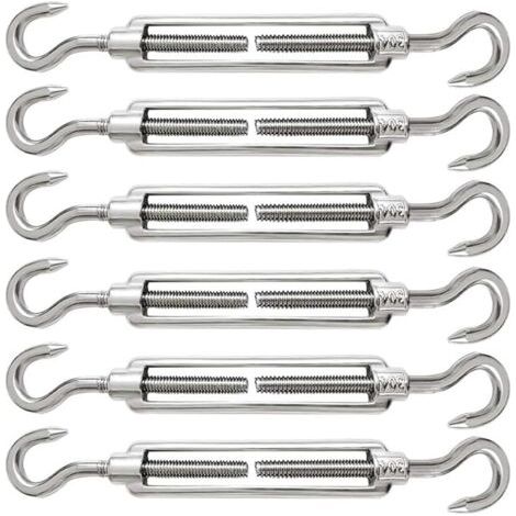 Pair - 6 Pièces Tendeur Cable M5 Tendeur Cable Inox 304 Réglable Crochet de Ridoir et Crochet pour Tendeur de Fil Cable Acier Corde Crochet Tendeur Accessoires (1/5)