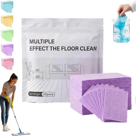 Lingettes nettoyantes pour sols et parquets lot de 100 lingettes à action multiple couleur violet (1/5)