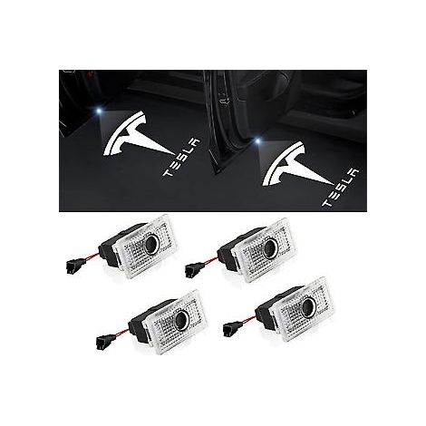 LED-Auto-Innenausstattung, Türbegrüßungslicht, Auto-Logo-Projektor für Tesla Model 3/y/s/x, 2023 Upgrade Tesla Zubehör (4 Stück)