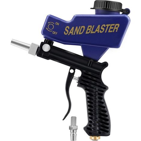 (Bleu) Pistolet de Sablage Pneumatique Portative Outil de Sablage à Air Professionnel Sableuse Pneumatiques avec Trémie pour Enlever Les Ecailles de Peinture Rouille (1/5)