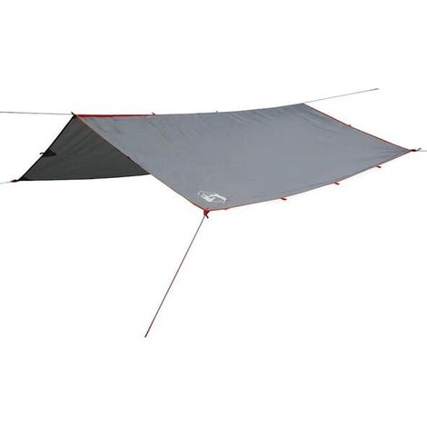 Bâche de camping grise et orange, 300 x 294 cm, imperméable (1/5)