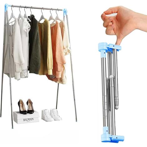 Tendedero de viaje portátil, Tendedero plegable, Tendedero de viaje, Camping, Secado, RV, Azul, altura 35-133cm (1/5)