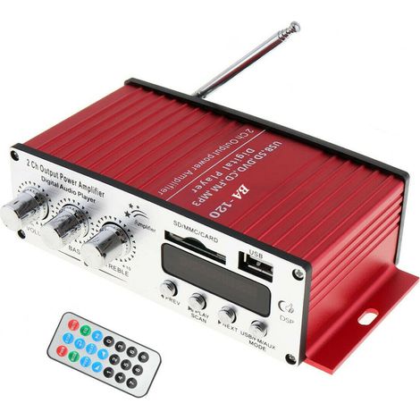 Amplificatore Audio Bluetooth 12V Mini 2 Canali Auto 20wRMS Telecomando BT-120