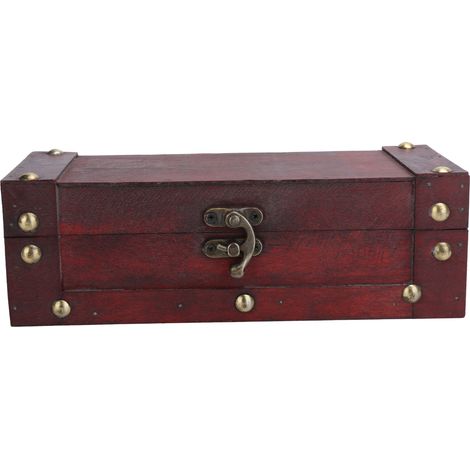 Boîte de rangement vintage pour bijoux et ornements, coffre à trésor rétro style antique - Rouge6702 (1/5)